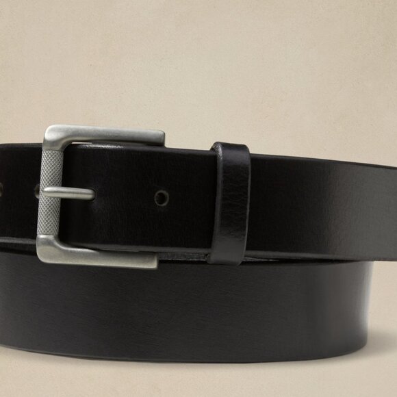 Banana Republic Leather Roller-Buckle Casual Belt - Black - Size 38 - Picture 1 of 3